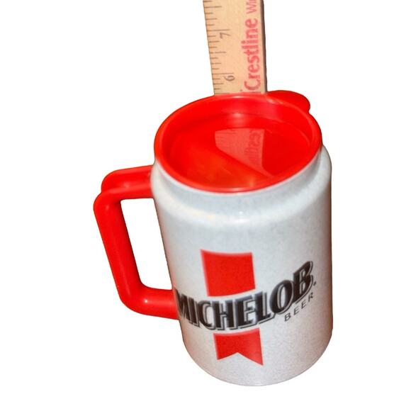 VTG Michelob Beer Insulated Mug Red Handle Lid Plastic Travel Cup Bar Promo USA - Picture 5 of 5